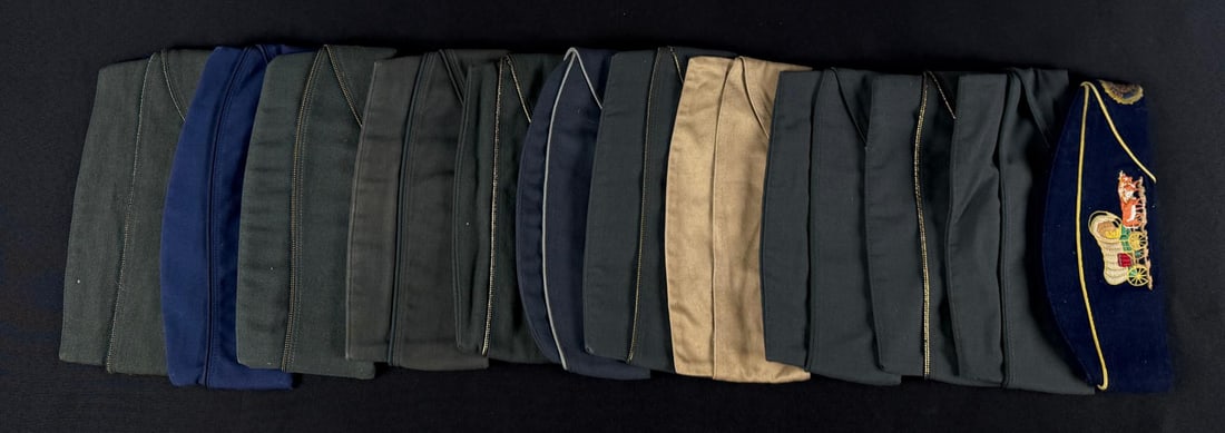 Assorted Military Garrison Hats Caps: 12 total.