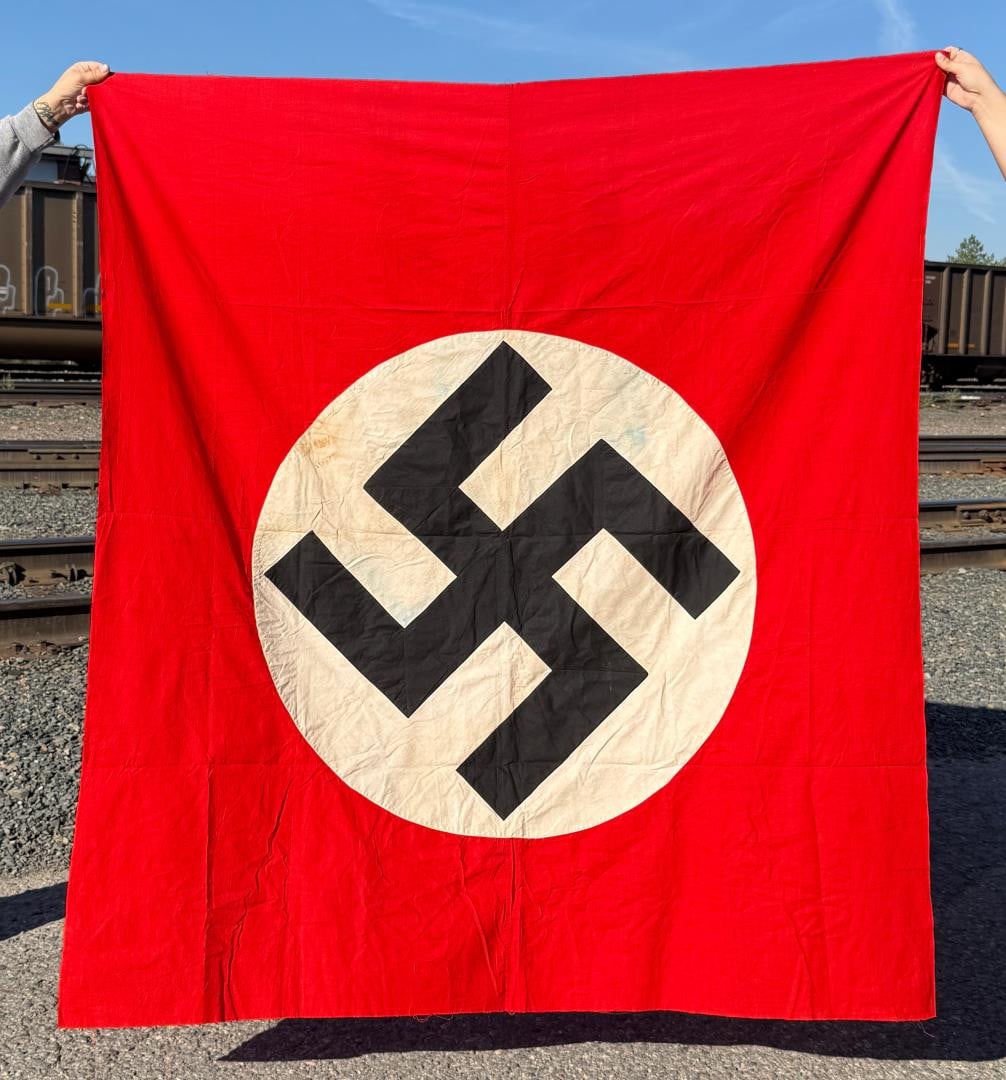 WW2 German NSDAP Banner Flag: 60 1/2" by 66 1/2".