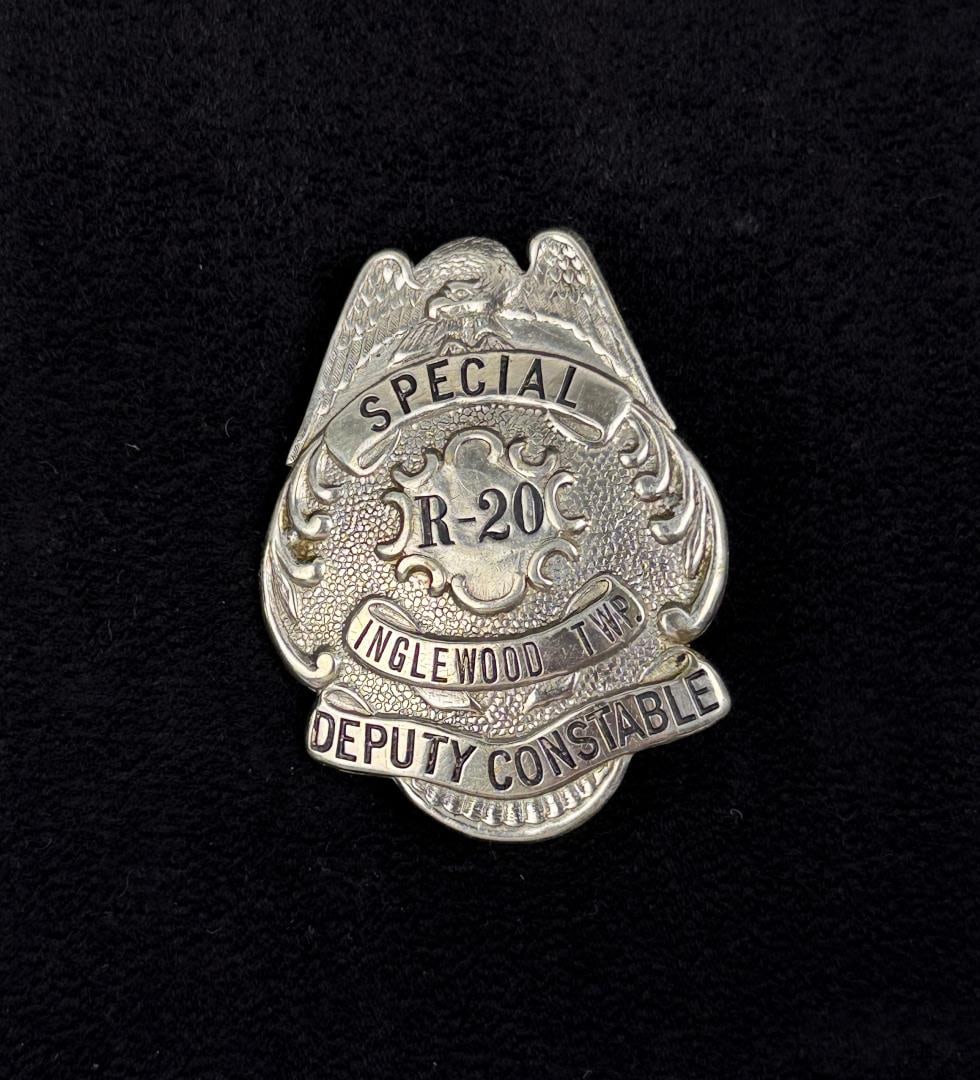 Inglewood Township California Constable Badge: Special Deputy. 1 7/8" by 2 3/8".