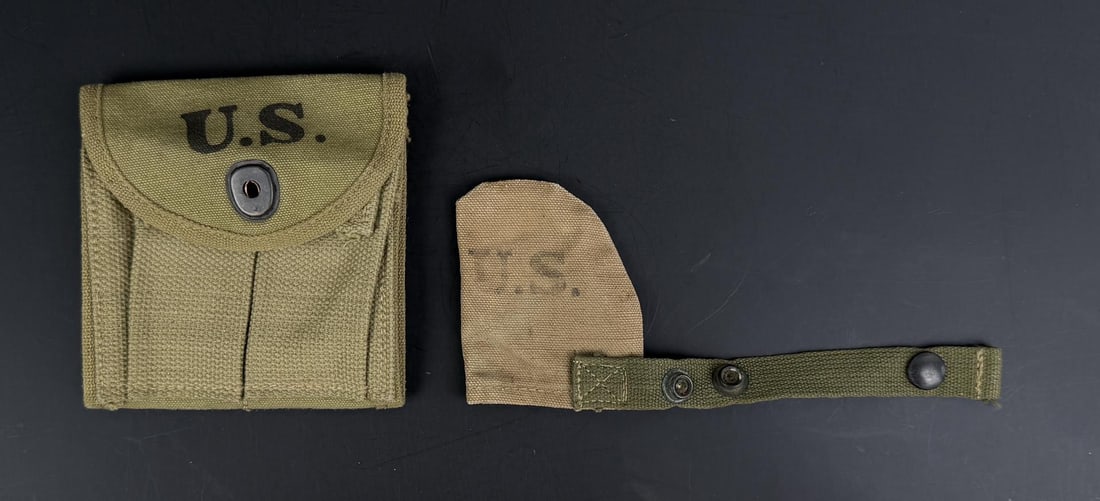WW2 M1 Carbine Muzzle Cover and Magazine Pouch: B.B.S Co and Boyt.