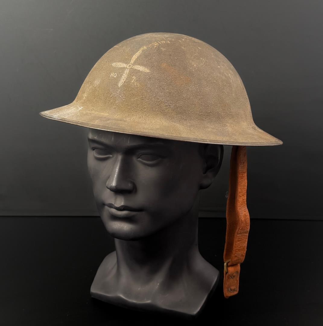 WWI WW1 US Army 7th Aero Squadron Helmet: Helmet is Painted with the 7th Aero Headquarters decal. The 7th Aero Squadron was organized in 1917 and served in the Panama Canal Zone during WWI. Its primary mission was protecting the strategically