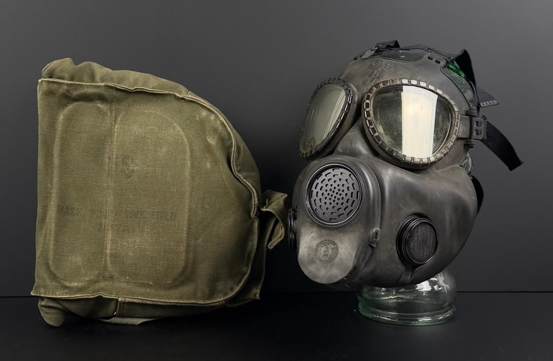 Vietnam War M17 Gas Mask: Size medium, includes case.