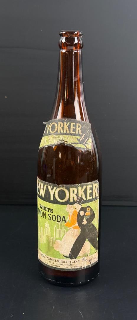 Dillon Montana New Yorker Soda Bottle: 11 3/8" tall. Bottle was manufactured by the Owens-Illinois Glass Company in 1945.