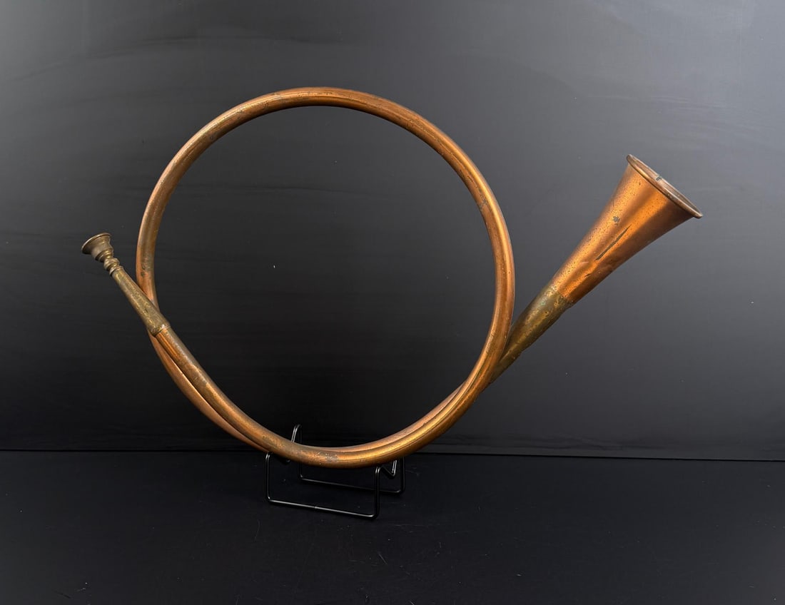 Copper and Brass Fox Hunting Horn: 13 1/4" by 16 5/8"