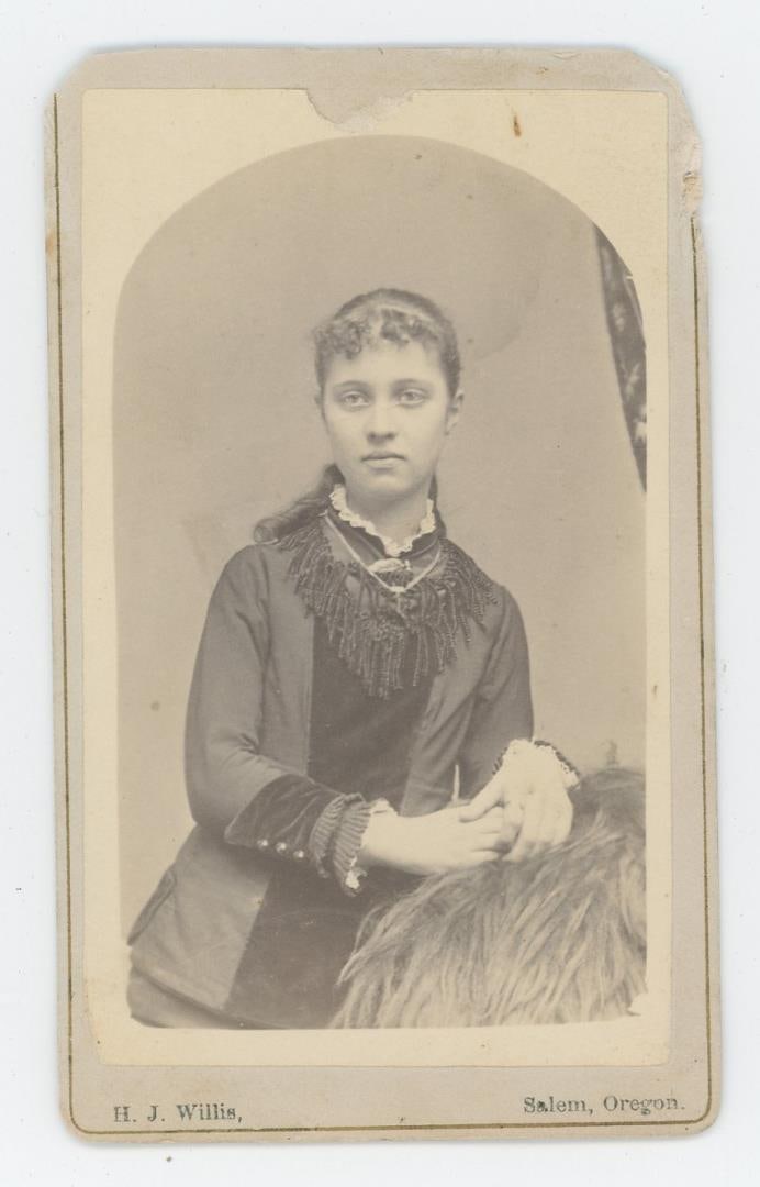 Mixed Race Girl Salem Oregon CDV Photo: 2 1/2" by 4". Taken by H.J. Willis of Salem, Oregon.