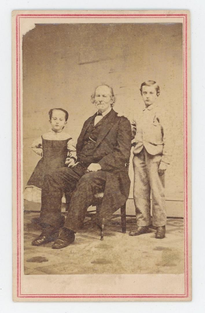 PT Barnum Circus Ringmaster and Family CDV Photo: 2 1/2" by 4". Photo by William Swaim of Mount Holly, New Jersey. P. T. Barnum (1810?1891) was an American showman, entrepreneur, and master promoter who became one of the most famous figures in 19th-c