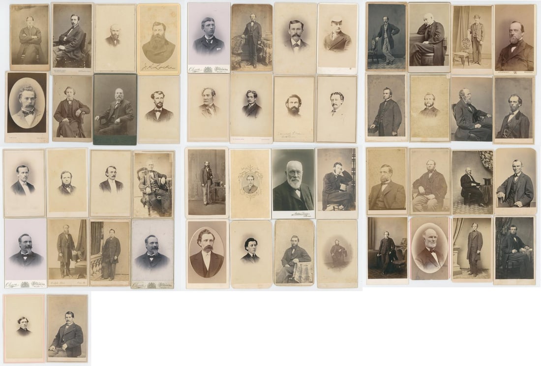 Collection of Antique CDV Photo Portraits: 50 total. 2 1/2" by 4".