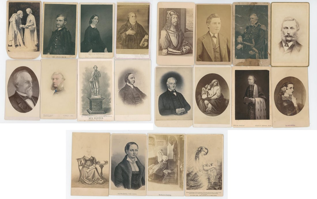 Collection of CDV Photo Historic Portraits: 20 total. 2 1/2" by 4".