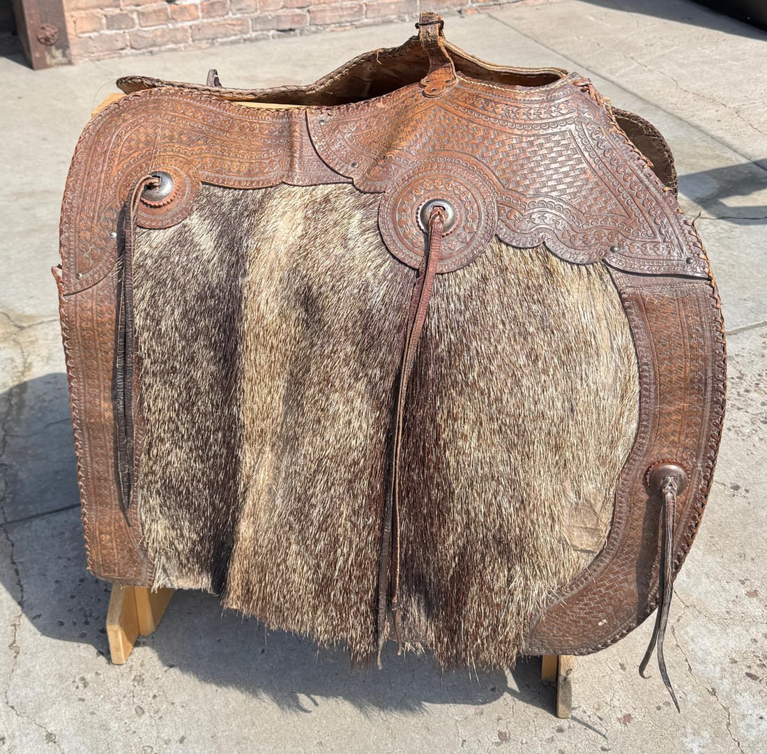 Boar Hide Peruvian Cowboy Saddle Blanket: 31" long.
