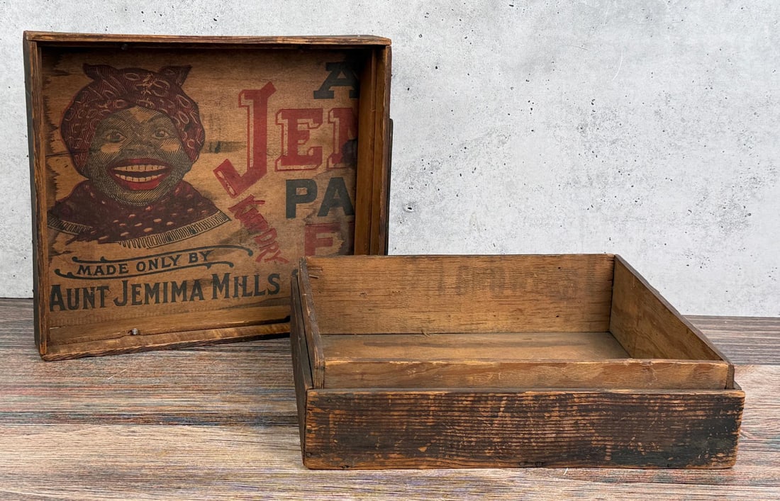 Black Americana Aunt Jemima Mills Wood Box Crate: 11" by 12 7/8" by 4".