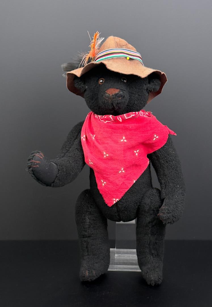 Stearnsy Cowboy Teddy Bear: 18 1/4" tall when standing.