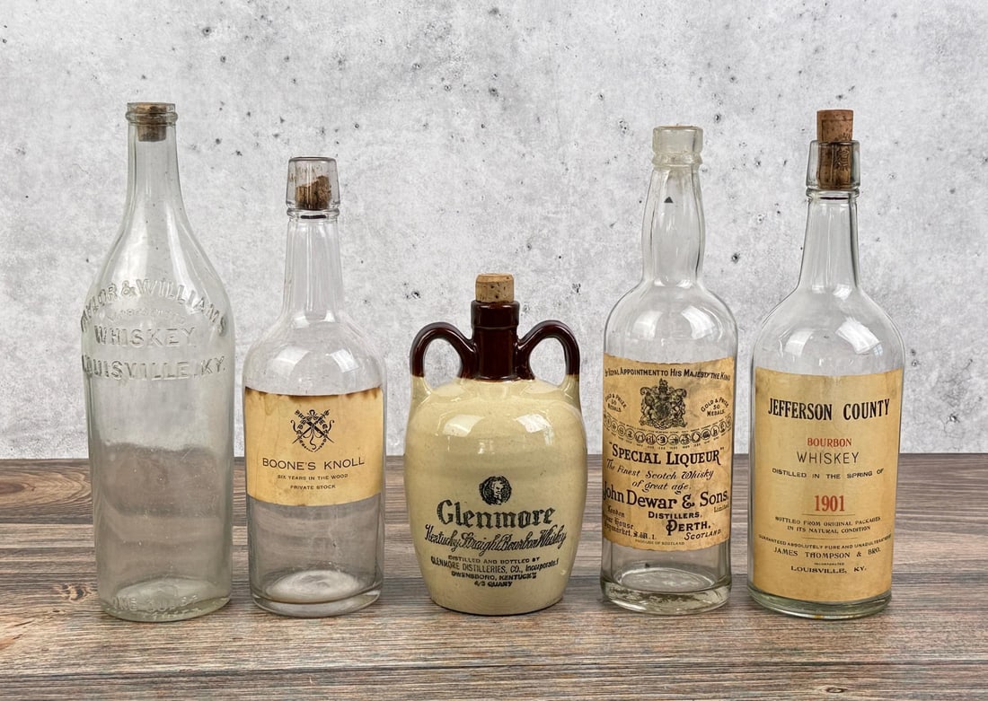 Collection of Antique Whiskey and Liquor Bottles (1 of 4)