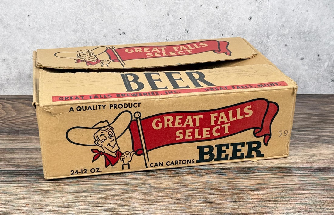 Montana Great Falls Select Beer Can Box: 6" by 11 7/8" by 16 7/8".