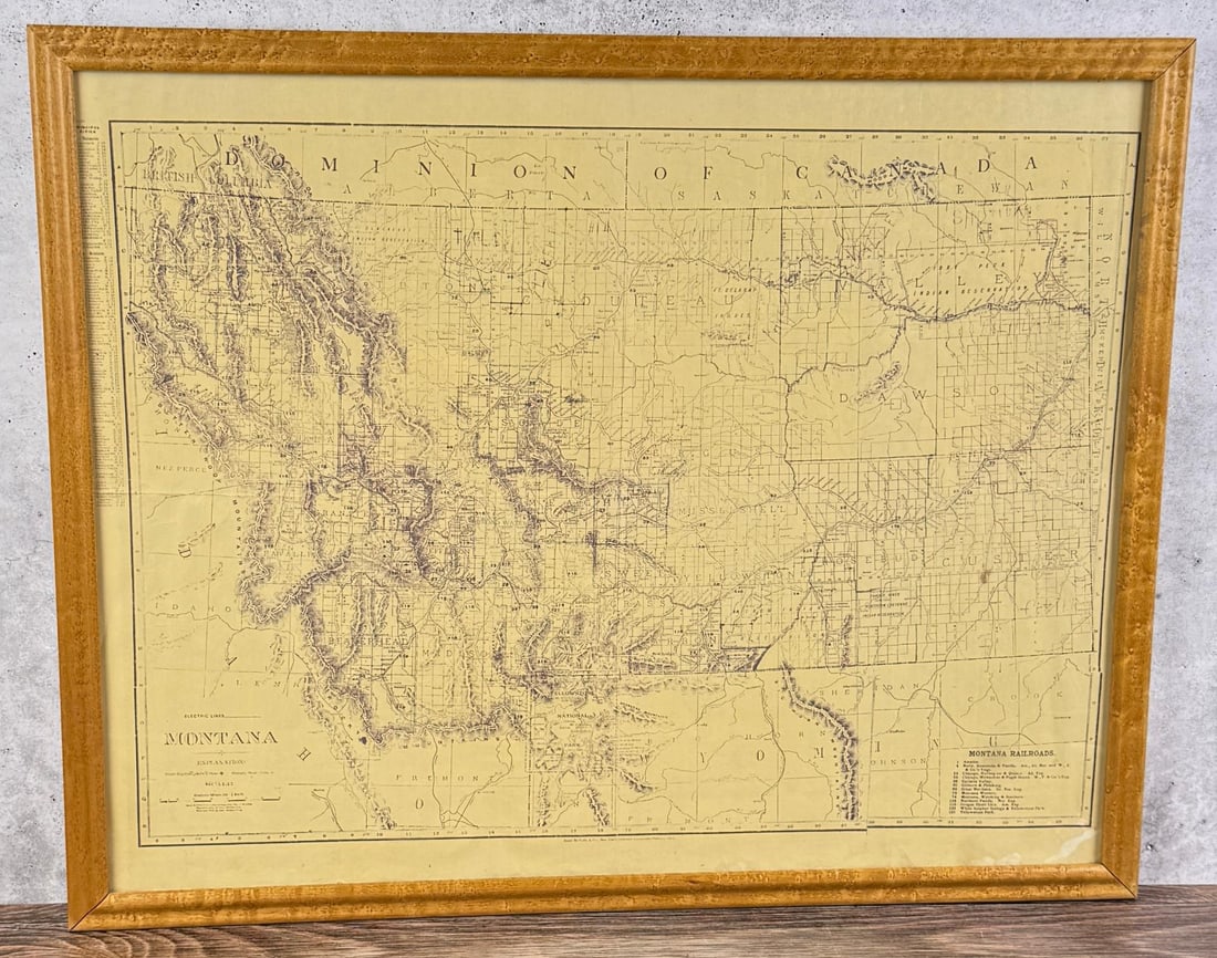 Montana County Line Railroad Route Map: 22" by 28" unframed, 24" by 30" framed.