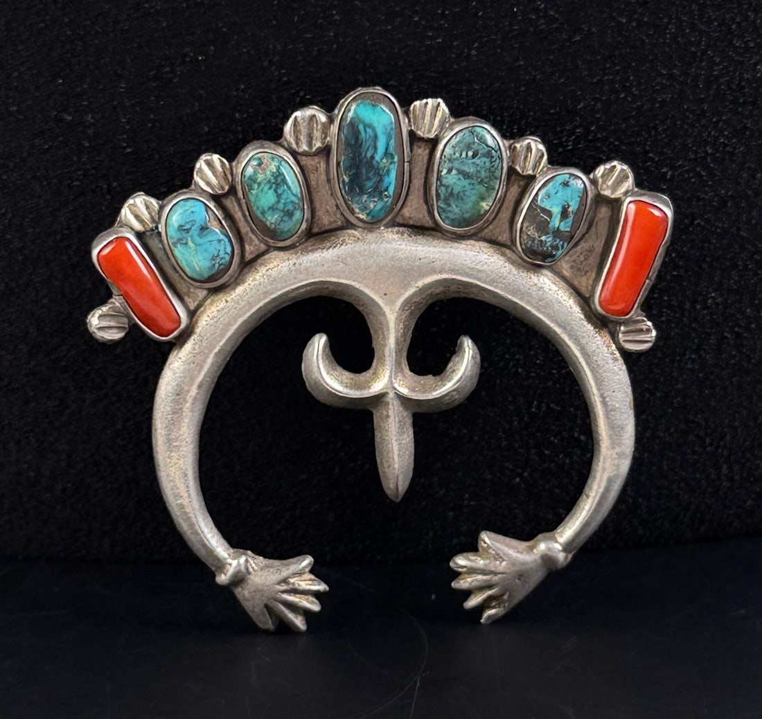 Navajo Sterling Silver Turquoise Naja Pendant (1 of 5)