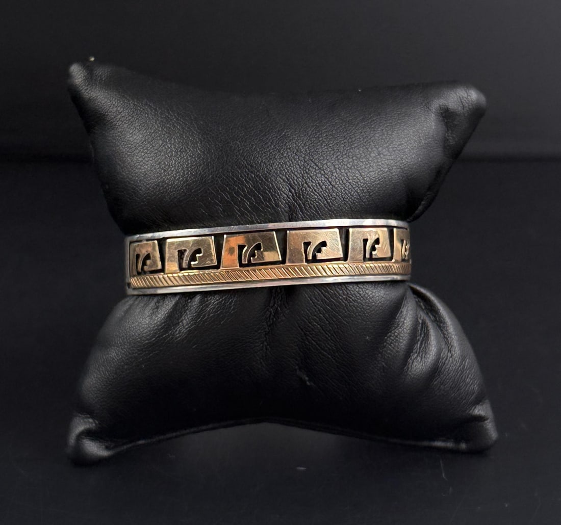 Mike Begay Navajo 14k Gold Sterling Bracelet: 30.76 grams. 6" inner circumference.
