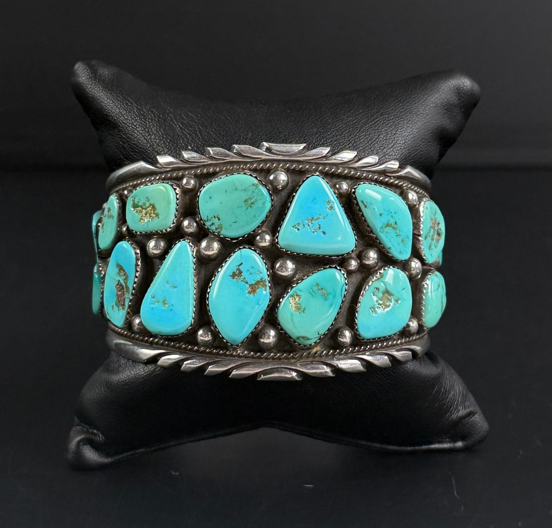 Tommy Moore Navajo Sterling Turquoise Bracelet: 89.03 grams. 6 1/4" inner circumference