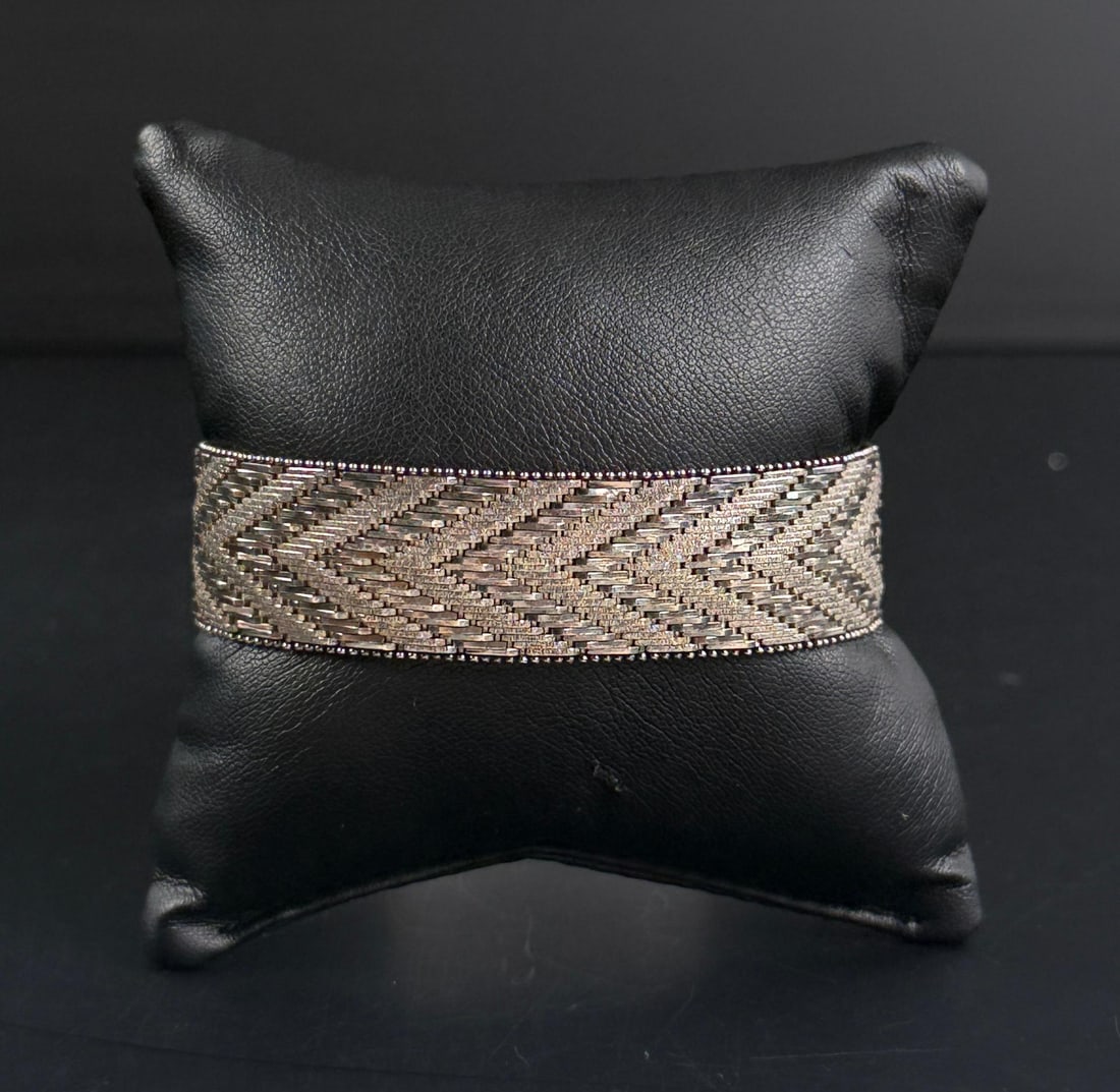 Sterling Silver Riccio Chevron Bracelet: 43.26 grams. 7" inner circumference.