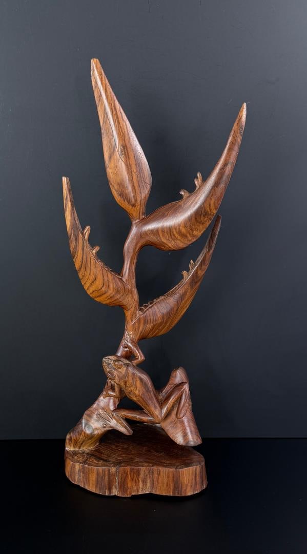 Mexican Carved Ironwood Frog: 18 3/4" by 7 1/2" by 6"