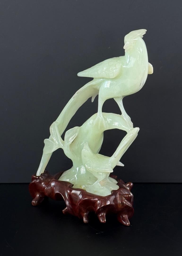 Chinese Stabilized Green Jade Pheasant Carving (1 of 8)