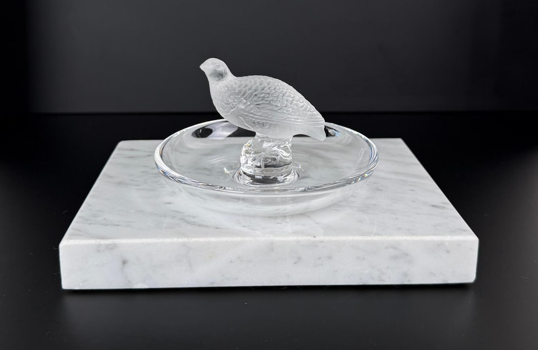 Lalique France Crystal Partridge Quail Ring Dish (1 of 7)