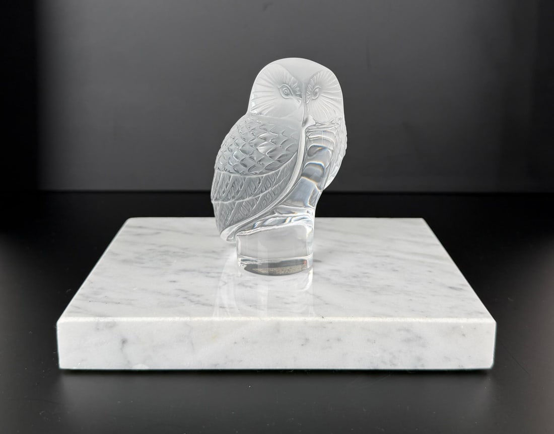 Lalique France Crystal Chouette Owl Paperweight (1 of 6)