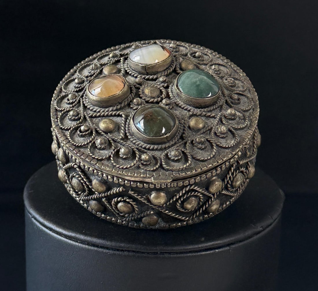 Moorish Sajai Semi Precious Stone Snuff Box (1 of 8)