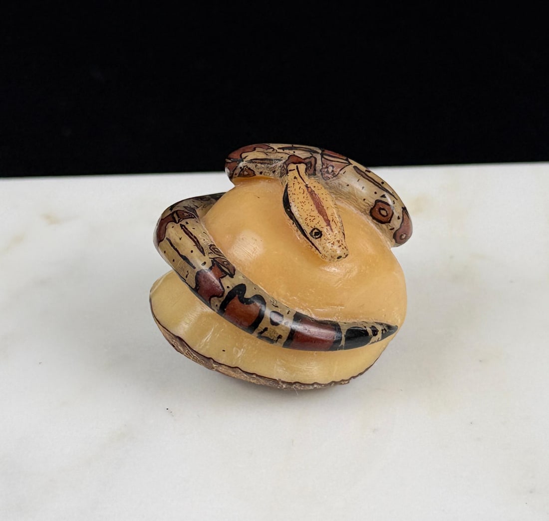 Wounan Indian Boa Constrictor Tagua Nut Carving (1 of 7)