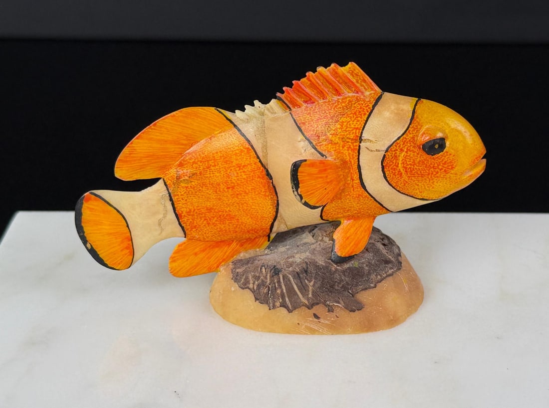 Wounan Indian Clownfish Tagua Nut Carving: 1 5/8" by 2" by 3"
