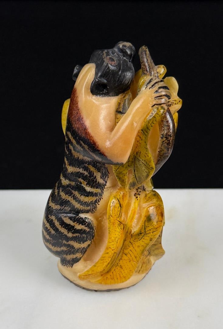 Wounan Indian Marmoset Tagua Nut Carving: 1 1/4" by 1 5/8" by 3"