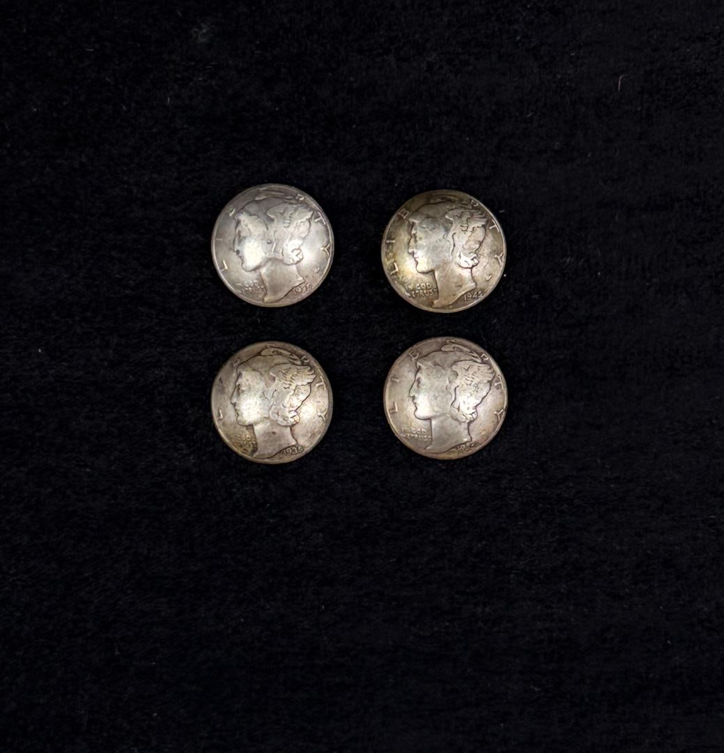 Navajo Silver Mercury Dime Buttons: 10.26 grams.
