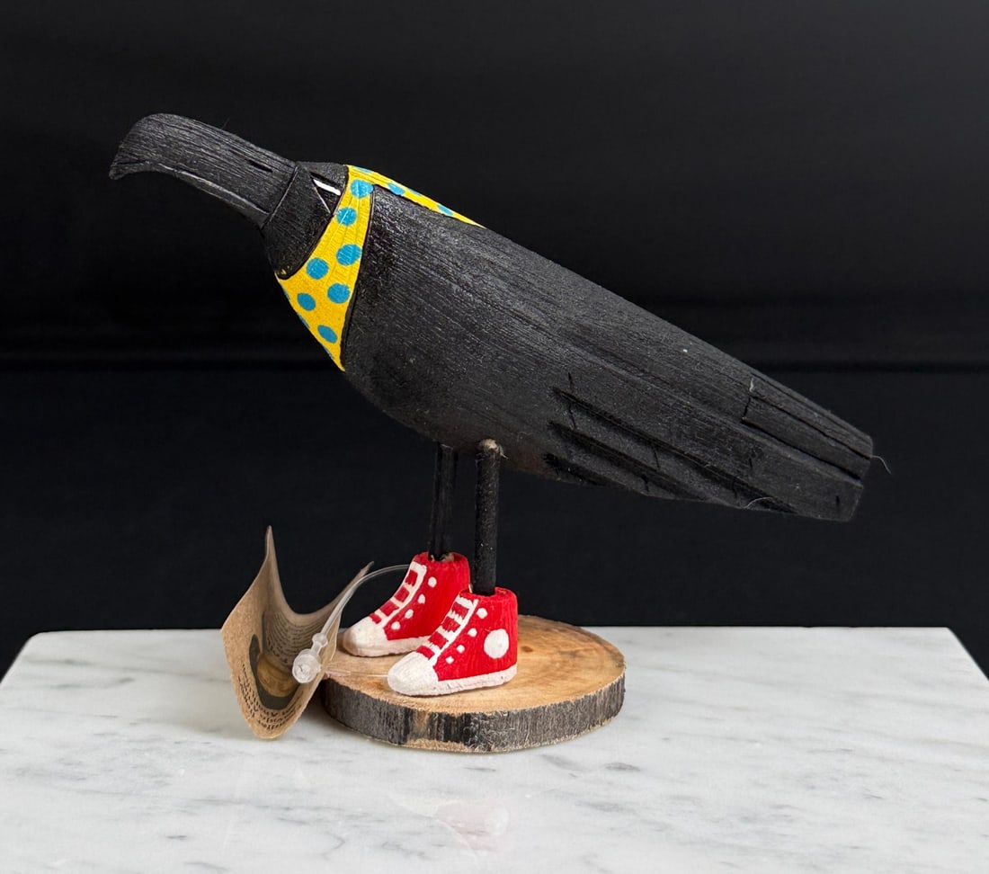 Chandler Begaye Navajo Folk Art Wood Carving Raven (1 of 5)