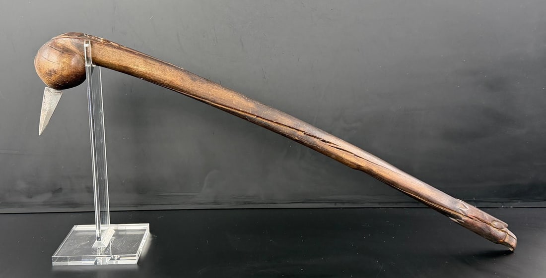 Native American Indian Ball Head War Club: 25 1/4" long. Second Half of the 20th Century.