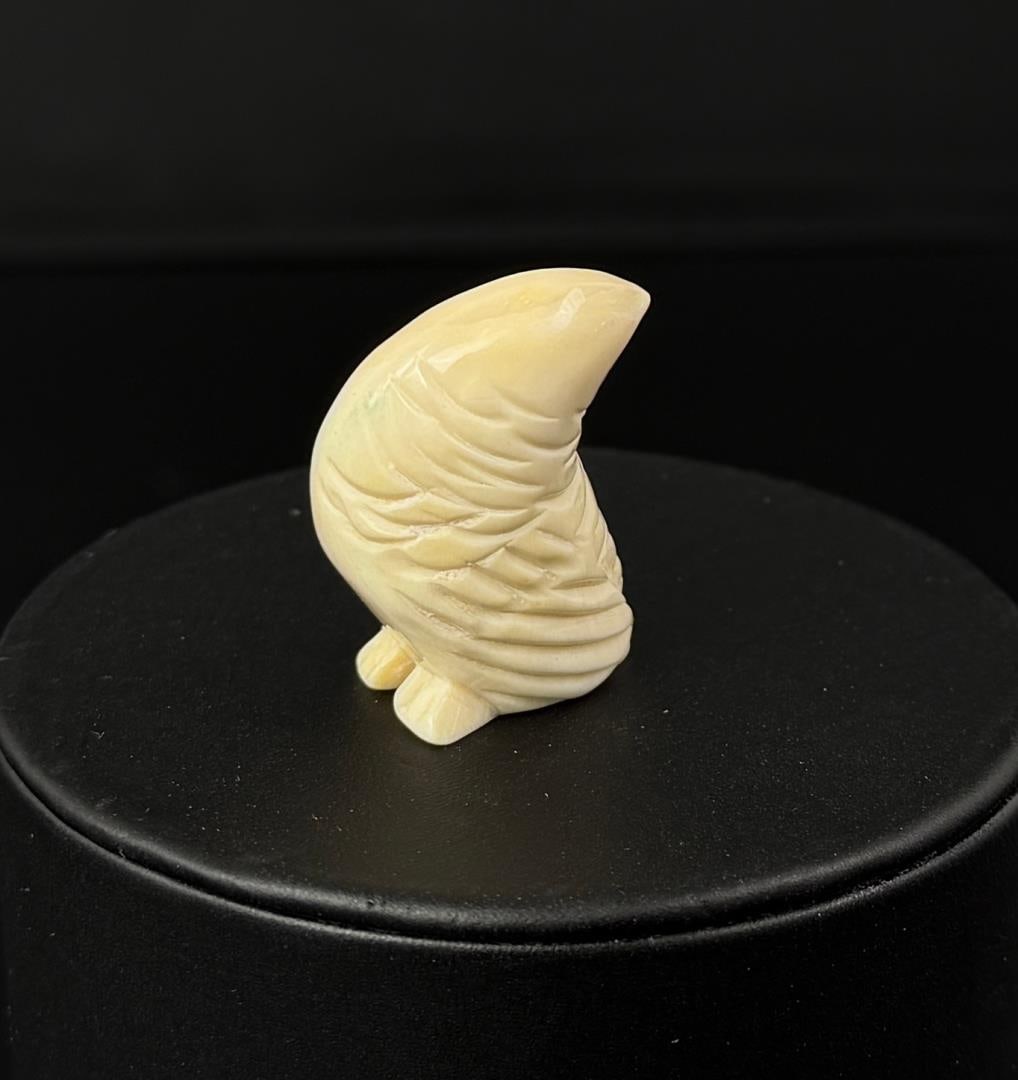 Alaskan Inuit Eskimo Carved Ivory Bird: 1 1/4" by 1" by 3/4". This item cannot be shipped to Oregon, California, Hawaii, New York, New Jersey, Internationally, or any other state that prohibits.