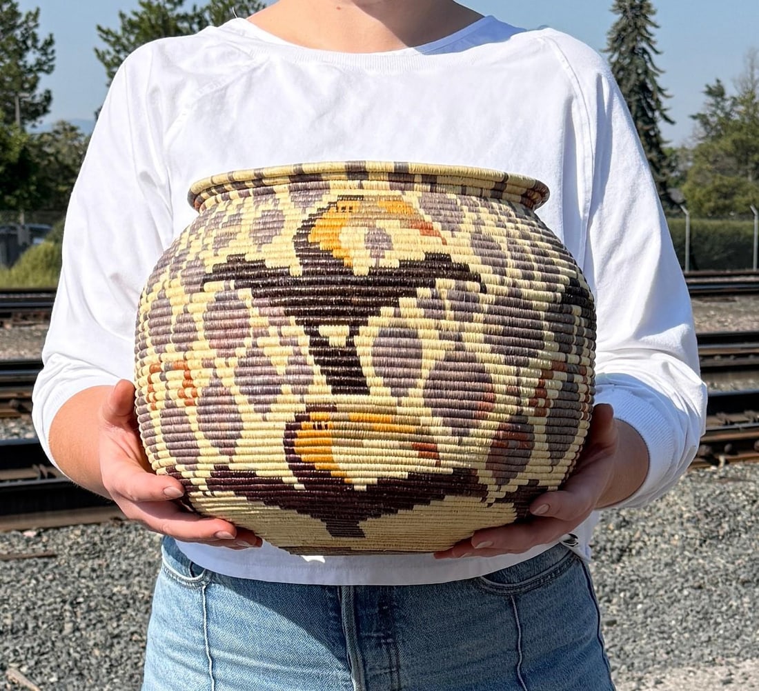 Wounaan Embera Panamanian Rainforest Basket: 12 1/4" diameter, 9 5/8" tall.