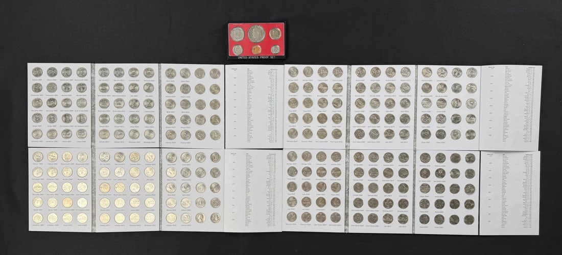 Collection of State Quarters and Proof Set: Nice grouping. $61.91 in face.
