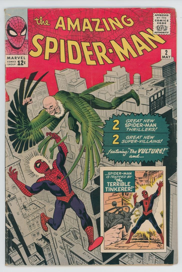 The Amazing Spider-Man #2 Comic Book: First Appearance of The Vulture and the Terrible Tinkerer. First use of Spider Sense.