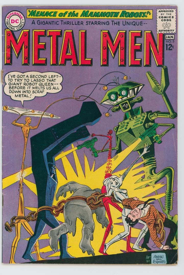 Metal Men #5 Comic Book: Menace of the Mammoth Robots.