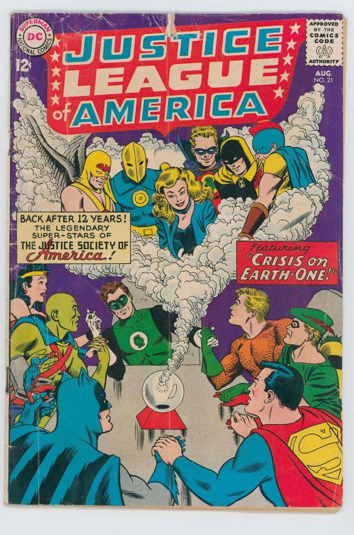 Justice League of America #21 Comic Book: First Full JLA/JSA Crossover. Crisis on Earth One