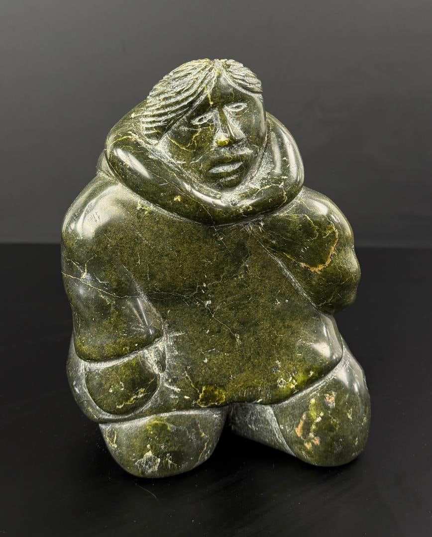 Alaskan Inuit Eskimo Soapstone Carving: 7 1/2" by 5 3/4" by 4 1/2"