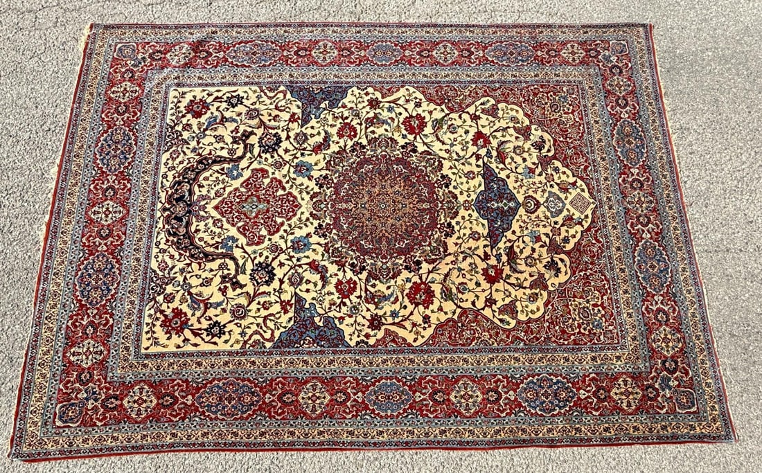 Isfahan Persian Oriental Prayer Rug: 103" by 140"