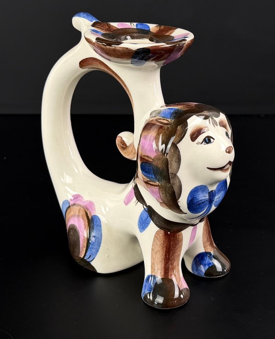 Konakovo Russian Lion Porcelain Candlestick: 6" by 5 1/2" by 2 3/4"
