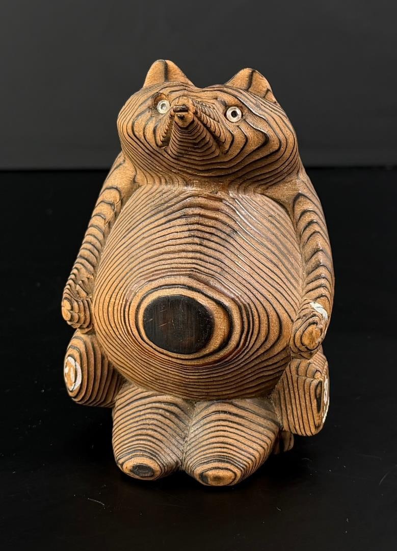 Japanese Cryptomeria Carved Wood Tanuki (1 of 5)