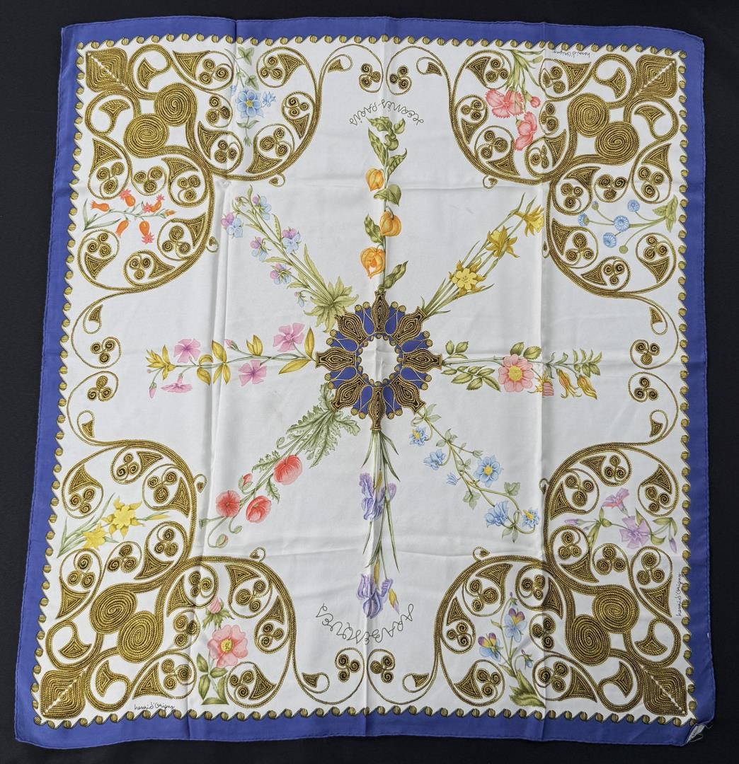 Hermes Arabesques Silk Scarf: 33" by 35"