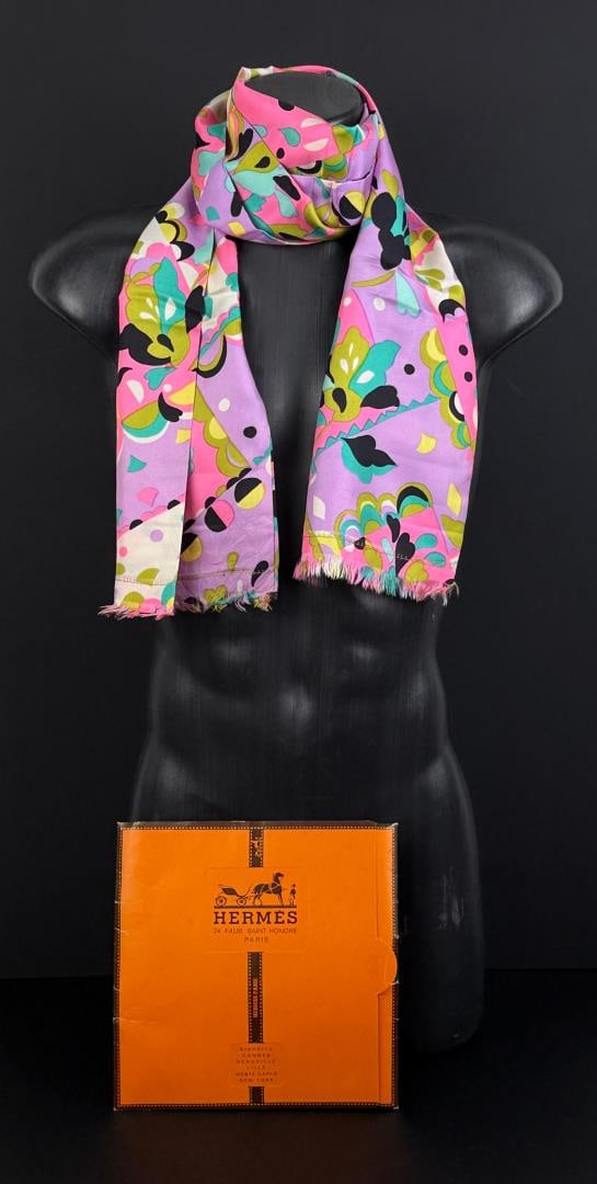 Vintage Hermes Silk Twilly Scarf: New in box.