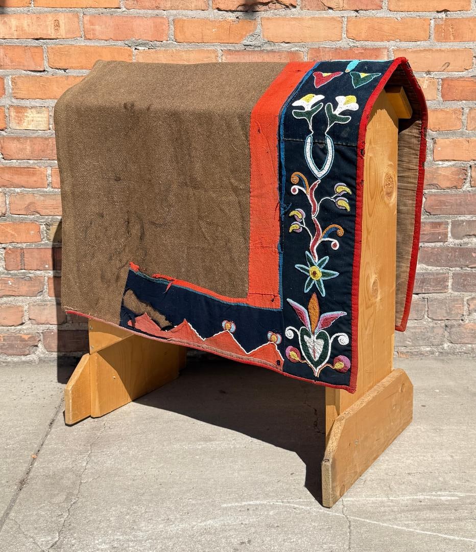 Montana Crow Indian Beaded Saddle Blanket: 28" by 51 1/2". Last Quarter of the 19th Century.