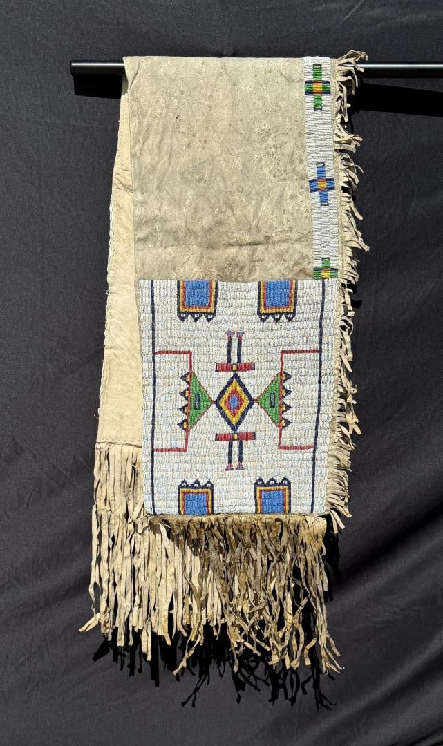 Sioux Native American Indian Beaded Saddle Bags: 14" by 75" with fringe. Last Quarter of the 19th Century.