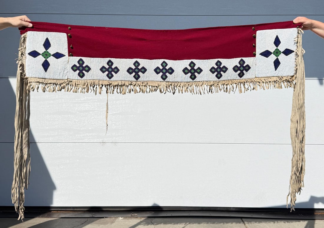 Plateau Native American Indian Beaded Saddle Bags: 58" by 14". First Half of the 20th Century.
