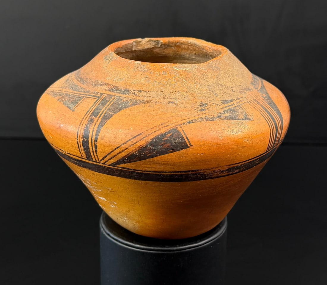 Historic Hopi Pottery Seed Pod: 6" diameter, 4 3/8" tall.