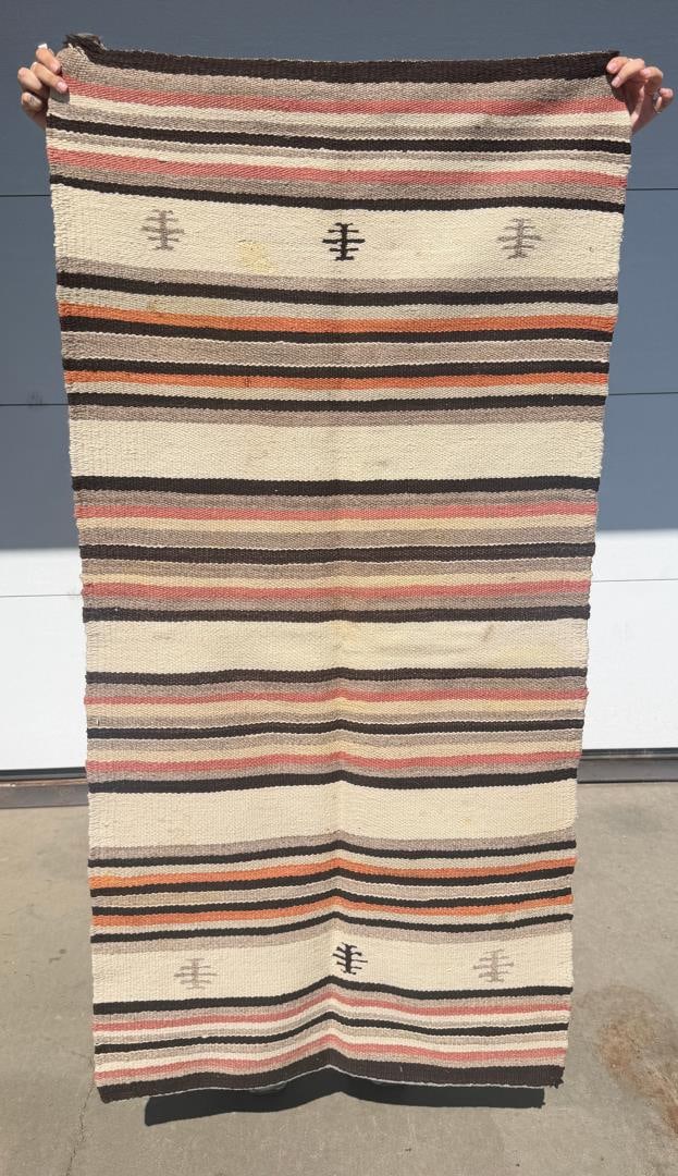 Navajo Indian Saddle Blanket Banded Rug (1 of 5)